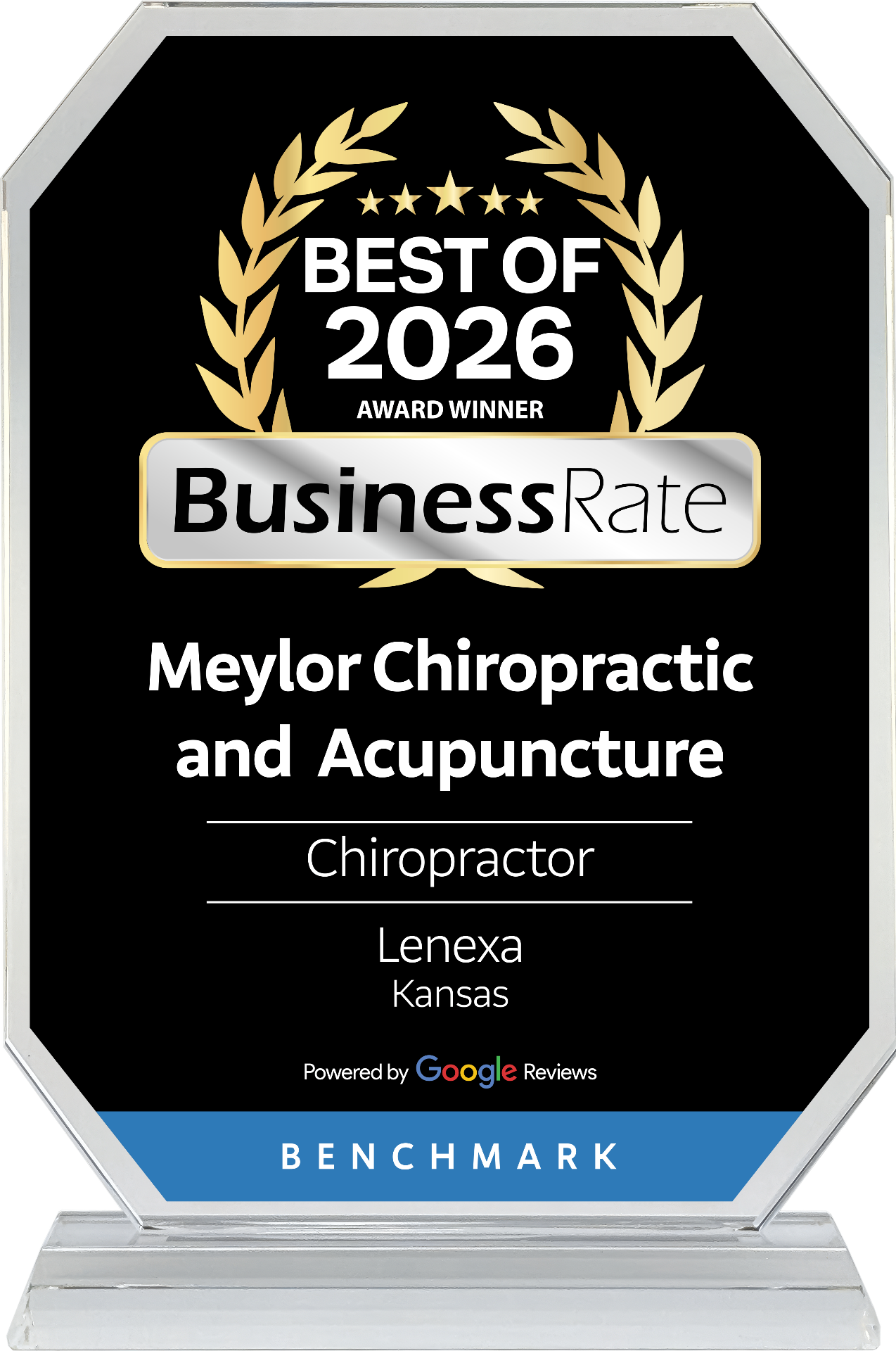 Best of 2026 Award Winner - BusinessRate - Meylor Chiropractic and Acupuncture, Chiropractor, Lenexa Kansas - Powered by Google Reviews